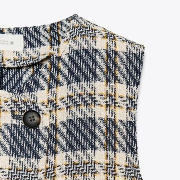 LIKE NEW ZARA PLAID TEXTURED WAISTCOAT TOP,  SIZE: SMALL - Picture 6 of 6